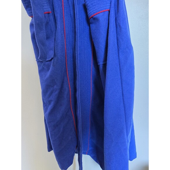 Vintage Bill Blass Robe Mens One Size Blue Terry Cloth Lounge USA Pockets Belted - Picture 3 of 6